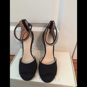 Jeweled ankle strap high heels